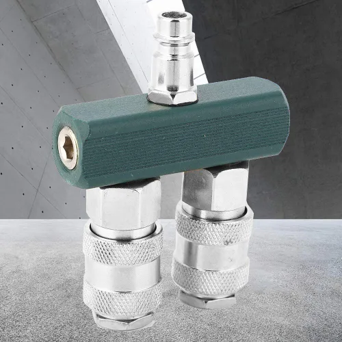 Miniatura 6 de Divisor de manguera de aire, adaptador de compresor de aire de 2 vías de alta calidad con rotación de 360 grados para herramientas neumáticas