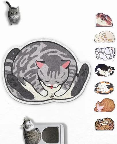 Miniatura 10 de Lukamoo® Bonita alfombra de arena para gatos (30 x 20 pulgadas), extra grande y XL, para arena de gatos y bonita caja de arena para gatos, tapete