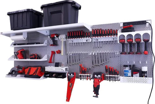 Miniatura 16 de OmniWall Weekend Warrior Ultimate Tool Kit - Sistema de Almacenamiento de Pared de Tablero de Clavos de Metal de 96" x 32" Negro/Naranja