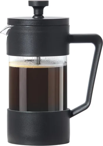 Oggi Cafetera de prensa francesa (12 onzas) - Vidrio de borosilicato, prensa de café, prensa francesa de una taza, capacidad de 3 tazas, color negro