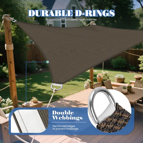 Miniatura 4 de ECOOPTS Toldo rectangular para patio, pérgola, jardín, tela HDPE con 95% de bloqueo UV (10 x 11 pies 10 pulgadas, marrón)