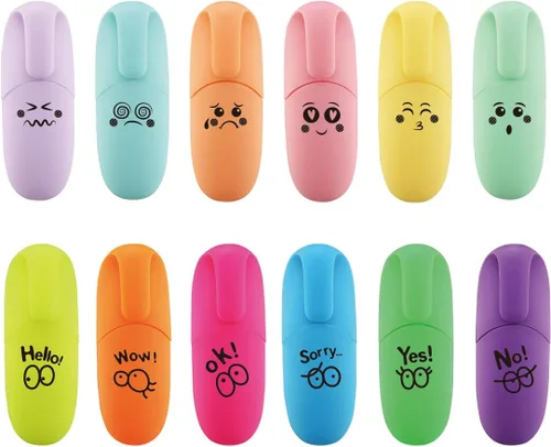 enlegend 12 piezas Colores surtidos Marcadores de subrayado estéticos punta de cincel Kawaii Mini Marcadores de subrayado lápiz de regalo