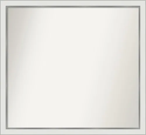 Miniatura 376 de Amanti Art Espejo de baño blanco para sobre el fregadero, 30 x 35 pulgadas, espejo de tocador rectangular estrecho de Eva de oro blanco, marco