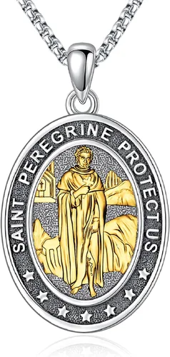 Miniatura 148 de Eusense Saint Necklace Sterling Silver 925 Protection Jewelry for Men Women Patron St Medals Amulet Pendant