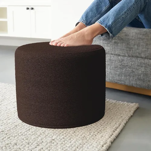ZICOTO Hermoso puf otomano Boucle y reposapiés - Eleva la decoración de tu sala de estar con comodidad ligera y encanto, un moderno poof relleno de