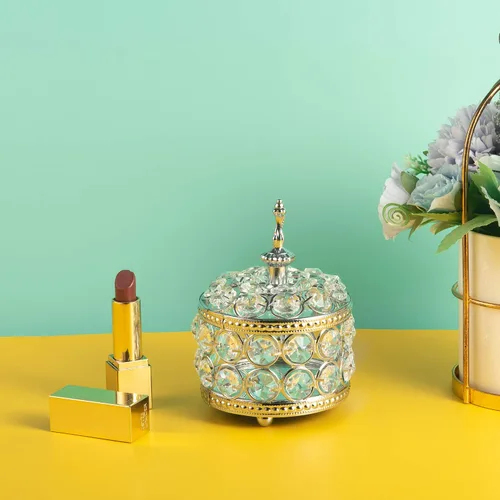 Miniatura 2 de Feyarl Joyero de cristal, organizador de joyas, caja de anillos, caja del tesoro, superficie de espejo de recuerdo con tapa para San Valentín, boda