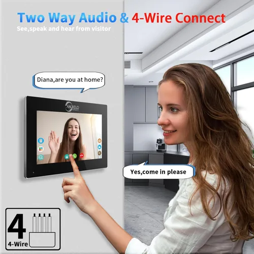 Miniatura 9 de ANJIELO SMART Timbre de video con cable con monitor interior, sistema de intercomunicación de video con cable, audio bidireccional, detección