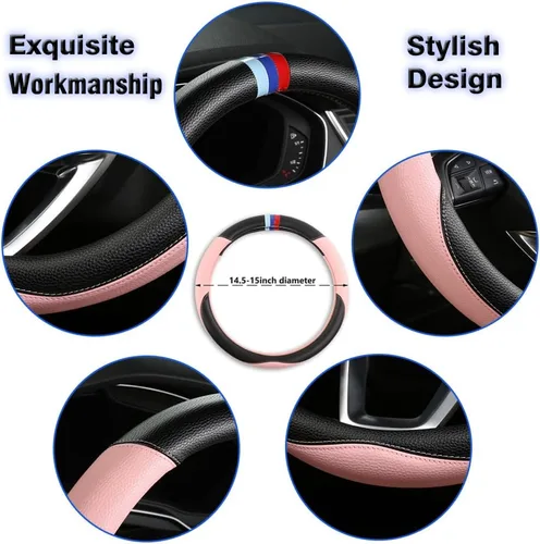 Miniatura 2 de Funda personalizada para volante de automóvil para BMW X1, X2, X3, X4, X5, X6, X7, i3, i4, i5, i8 535i 740Li 335i M3 M4 M5 Z1 Z3 Z4 Z5 (rosa)