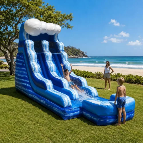 Miniatura 15 de TentandTable Tobogán acuático inflable para niños y adultos, diversión acuática gigante de grado comercial, incluye soplador de aire eléctrico, 35