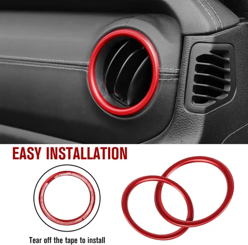 Miniatura 6 de Jimen para anillo de ventilación de aire acondicionado JL, 4 piezas de cubiertas de salida de aire acondicionado para consola central y tablero, Rojo