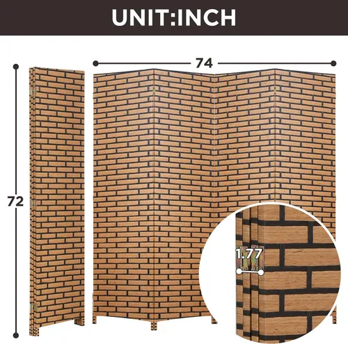 Miniatura 7 de Divisor de habitación Pantalla de madera de 4 paneles de malla de madera, diseño tejido de malla de madera, divisor de pantalla de habitación
