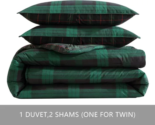Miniatura 5 de Eddie Bauer - Juego de funda de edredón tamaño Queen, ropa de cama reversible de algodón con fundas a juego, juego de ropa de cama a cuadros