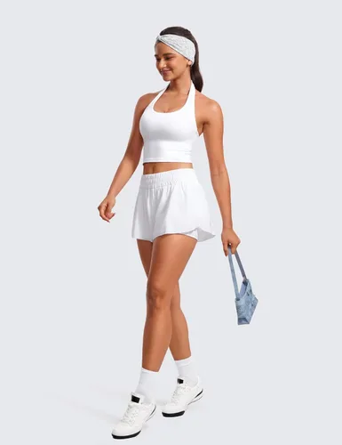 Miniatura 3 de CRZ YOGA - Brasier deportivo Butterluxe con cuello halter para mujer, con relleno, para entrenamiento o yoga, camiseta corta con relleno integrado