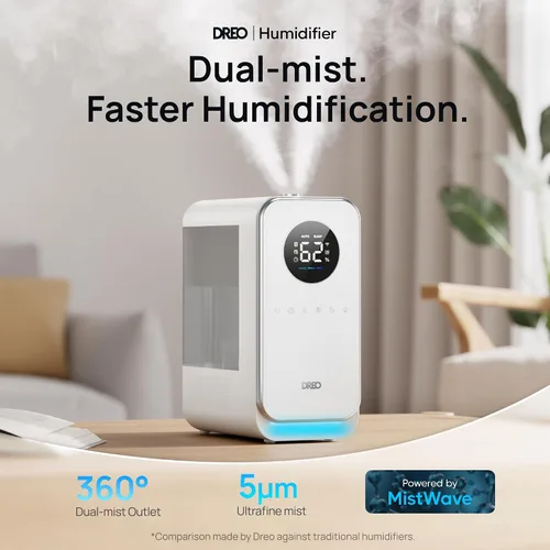 Miniatura 2 de Dreo - Humidificadores para recámara, llenado superior, inteligente, silencioso, vapor frío, difusor de aceite y luz nocturna, tiempo
