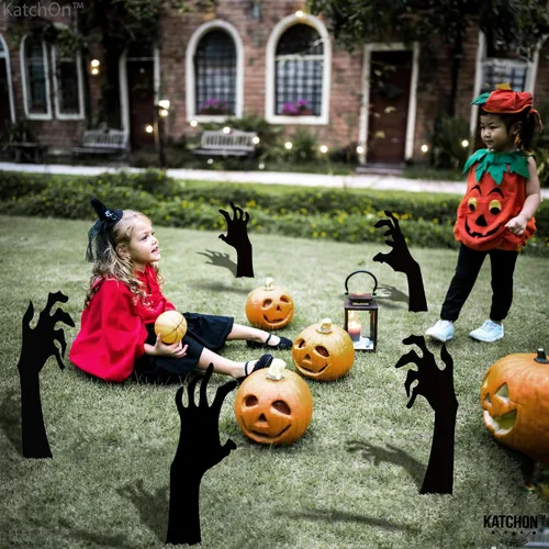 Miniatura 5 de KatchOn, Letreros aterradores de mano con estacas – Grandes, 16 pulgadas Letreros de patio de Halloween para decoraciones de Halloween al aire