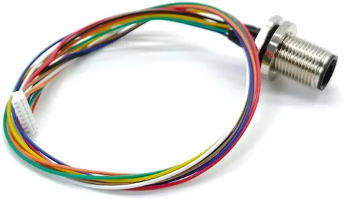 Miniatura 5 de Elecbee Código masculino del conector A del soporte del panel de M12 8Pin con los alambres terminales los 30CM AWG24 para la señal y el escudo