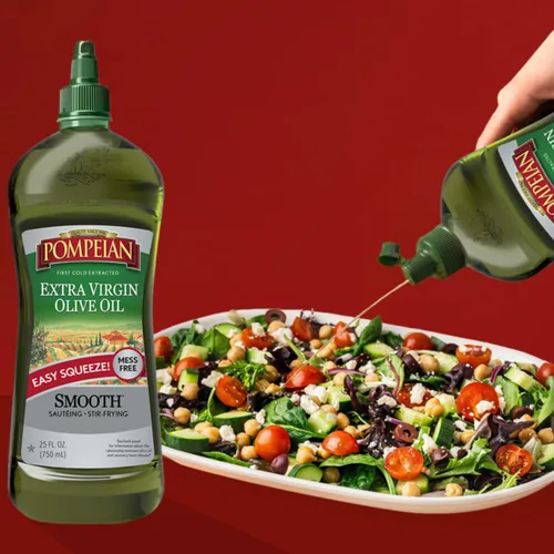 Miniatura 6 de Pompeian Easy Squeeze - Aceite de oliva virgen extra suave, 25.4 onzas líquidas, primer aceite de oliva prensado en frío para cocinar, sabor suave