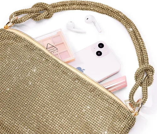 Miniatura 6 de WLLWOO WLLWOO Bolsos de mano con diamantes de imitación para mujer, bolsos de noche elegantes, bolsos cruzados brillantes para fiesta, club, boda