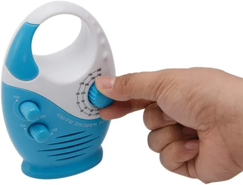 Miniatura 4 de UXELY Radio de ducha, radio de baño AM FM, radio de ducha colgante impermeable con volumen ajustable altavoz integrado (blanco azul)