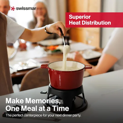 Miniatura 8 de Swissmar Sierra - Juego de fondue de hierro fundido, 1.6 cuartos de galón / 1.6 litros, perfecto para fondues de carne, queso y chocolate, ideal