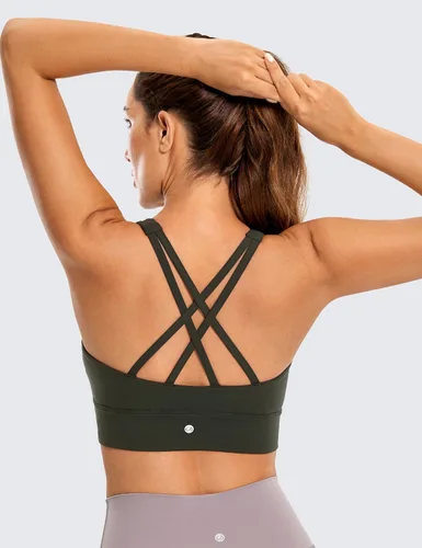 Miniatura 2 de CRZ YOGA Butterluxe - Brasier deportivo de cuello alto con tirantes delgados para mujer, con relleno, espalda cruzada, para entrenamiento, deportes