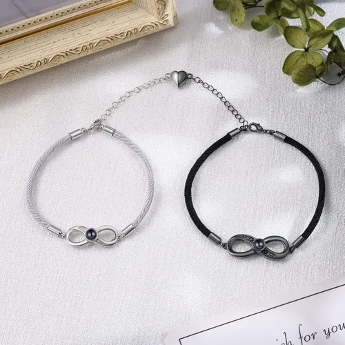 Miniatura 6 de Nameinhea Pulsera personalizada con imagen en el interior, pulsera de proyección de fotos, pulsera personalizada con foto conmemorativa para novia