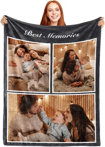 Miniatura 9 de ShineSand Manta personalizada con foto, manta de fotos personalizada con texto de nombre, manta divertida personalizada, manta de forro polar