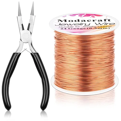Miniatura 22 de Alambre de plata de calibre 20 para hacer joyas con alicates 4 en 1 Modacraft de 82 pies, alambre para manualidades de 0.8mm, alambre de cobre