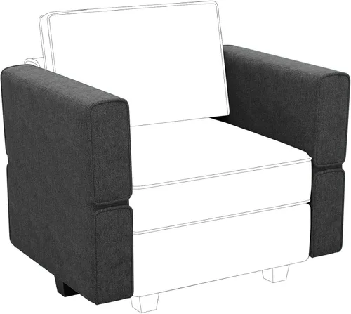 Belffin Sofá seccional modular de tela, apoyabrazos, respaldo, módulo, parte seccional lateral, reposabrazos/respaldo (juego de 2), gris oscuro