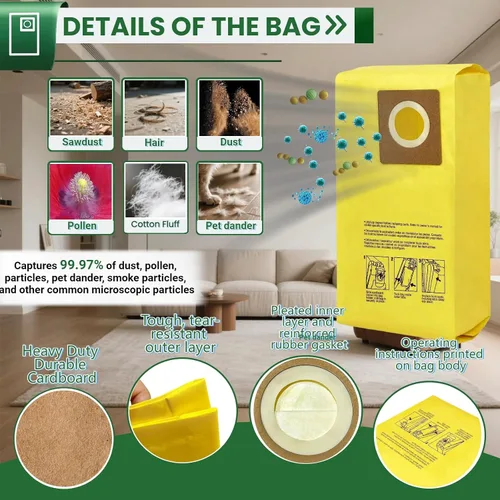 Miniatura 5 de Paquete de 12 bolsas de repuesto para aspiradora Hoover HushTone Commercial CU2 CH54113, CH54115 Series Filtración de doble capa y diseño a prueba