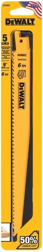 Miniatura 7 de DEWALT Reciprocating Saw Blades, Tapered Back, Bi-Metal, 9-Inch 6-TPI, 5-Pack (DW4803)