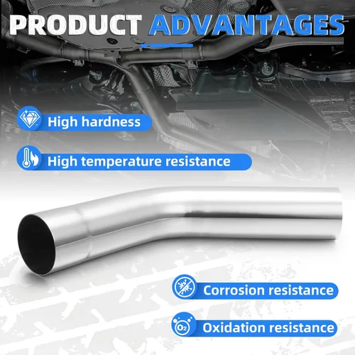 Miniatura 3 de Tubo de Escape de 2.5" DE (Diámetro Exterior) de 45 Grados, Tubo de Escape de 45 Grados Hecho de Acero Inoxidable para Automóvil DIY Tubo de Escape