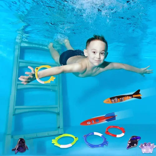 Miniatura 4 de 40 piezas de juguetes de buceo de piscina de verano para niños de 3 a 12 años, divertido juego de natación, juguete de hundimiento, regalos Verde