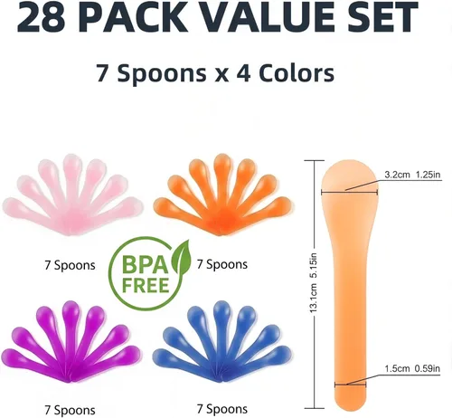 Miniatura 3 de Paquete de 28 cucharas de helado que cambian de color, cucharas de plástico resistentes a la rotura de 5.15 pulgadas, envueltas individualmente