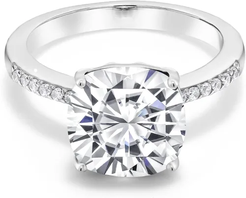Miniatura 59 de Gem Stone King Anillo de compromiso de plata de ley 925 con piedra preciosa de corte cojín de 0.39 pulgadas Anillo de compromiso de aniversario