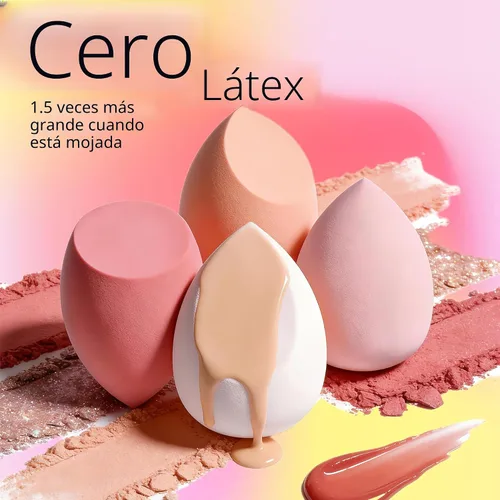 Miniatura 4 de Juego de esponjas de maquillaje BS-MALL con estuche de almacenamiento, 7 piezas para líquidos, crema y polvo, base SAVE con 1 mini esponja de A-Rosa