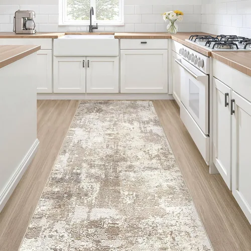 Miniatura 224 de Alfombra de pasillo lavable para cocina: 3 x 10 pies, antideslizante, abstracto, suave, moderno, resistente a las manchas, para interiores, piso