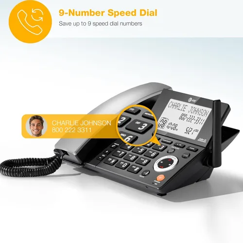 Miniatura 14 de AT&T DECT 6.0 Teléfono doméstico con cable/inalámbrico con 2 auriculares y contestador automático, bloqueador inteligente de llamadas, identificador