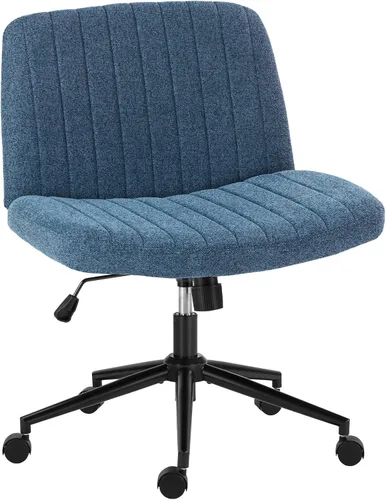 Miniatura 23 de OLIXIS Silla Criss Cross con Ruedas Silla de Escritorio de Oficina y Tocador con Patas Cruzadas Anchas Silla de Tela Cómoda Sin Brazos Ajustable