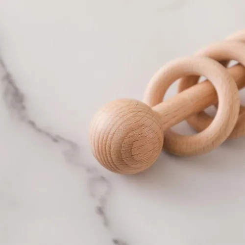 Miniatura 5 de Sonajero de madera para bebé, juguete de sonajero de madera para recién nacido, juguete Montessori de madera natural para bebé, juguete de regalo