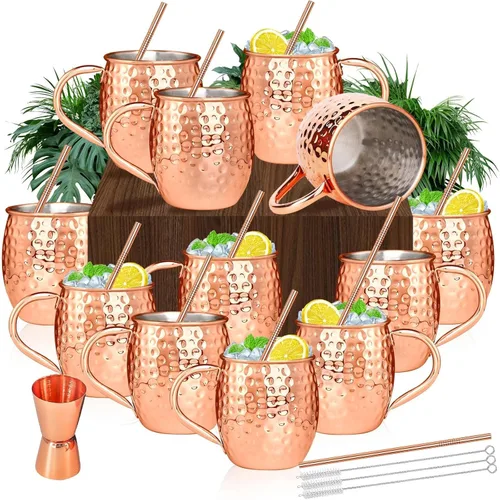 Miniatura 9 de SuproBarware Moscow Mule - Juego de 8 tazas de acero inoxidable de 18 onzas, perfectas para bebidas frías, cócteles, bar en casa, con regalo