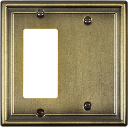 Placas decorativas de pared de metal, cubiertas de salida de platos de interruptor (latón antiguo/1 decorador/1 espacio en blanco, 1 paquete)