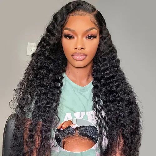 Miniatura 10 de Wear and Go Glueless Wigs Human Hair Pre Plucked Pre Cut 4x4 Lace Front Wigs for Black Women 180% Density Deep Wave Bob Wig Human Hair for Beginners