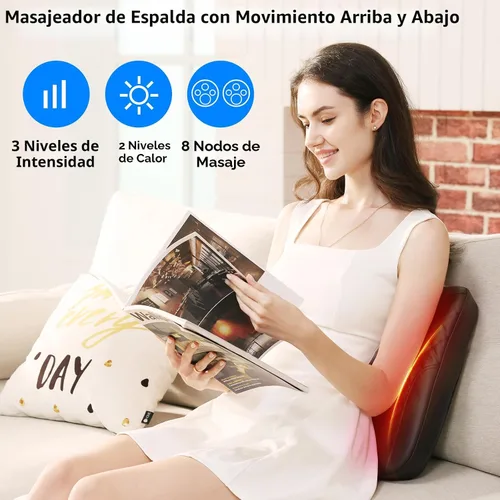 Miniatura 2 de MASGRE - Masajeador Shiatsu de espalda con calor, masaje de amasamiento 4D que rueda hacia arriba y hacia abajo, masajeador eléctrico para el alivio