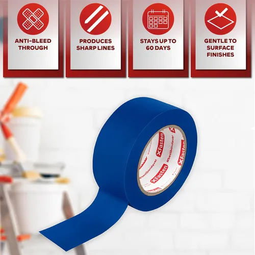 Miniatura 2 de XFasten Cinta azul profesional para pintores, multiuso, 3 pulgadas x 60 yardas, tecnología de línea de borde afilado, produce líneas afiladas