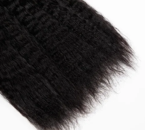 Miniatura 5 de Cabello humano rizado lacio, trenzado, sin trama, 3.53 oz (1 paquete-4 unidades), cabello humano liso Yaki a granel para trenzas Bohe, cabello micro