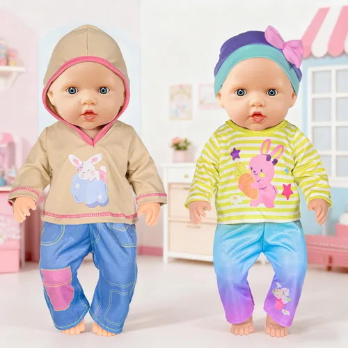Miniatura 6 de 10 juegos de ropa y accesorios para muñecas que incluyen monos y atuendos para muñecas recién nacidas de 14 a 17 pulgadas (35 a 43 cm)