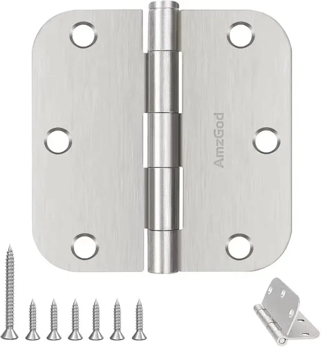Miniatura 3 de Bisagras de Puerta Níquel Cepillado - 1 Paquete Bisagras de Puerta Níquel 3.5 Pulgadas Interior Redondeadas Níquel Satinado Bisagras de Puerta
