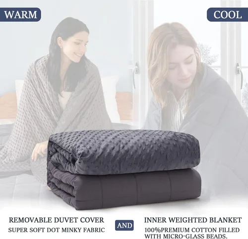 Miniatura 120 de Yescool - Manta con peso para adultos (15 libras, 60 x 80 pulgadas, azul), manta de enfriamiento pesada para dormir, 140-160 libras, manta