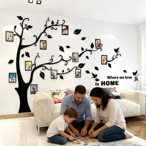 Miniatura 2 de Calcomanías de pared de árbol 3D - DIY, calcomanías de marcos de fotos y árbol de pared, marcos para fotos familiares, murales con calcomanías
